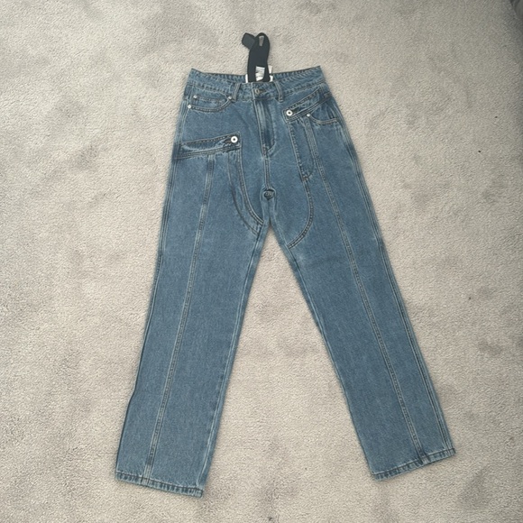 FENG CHEN WANG Blue Deconstructed Jeans - Picture 6 of 8